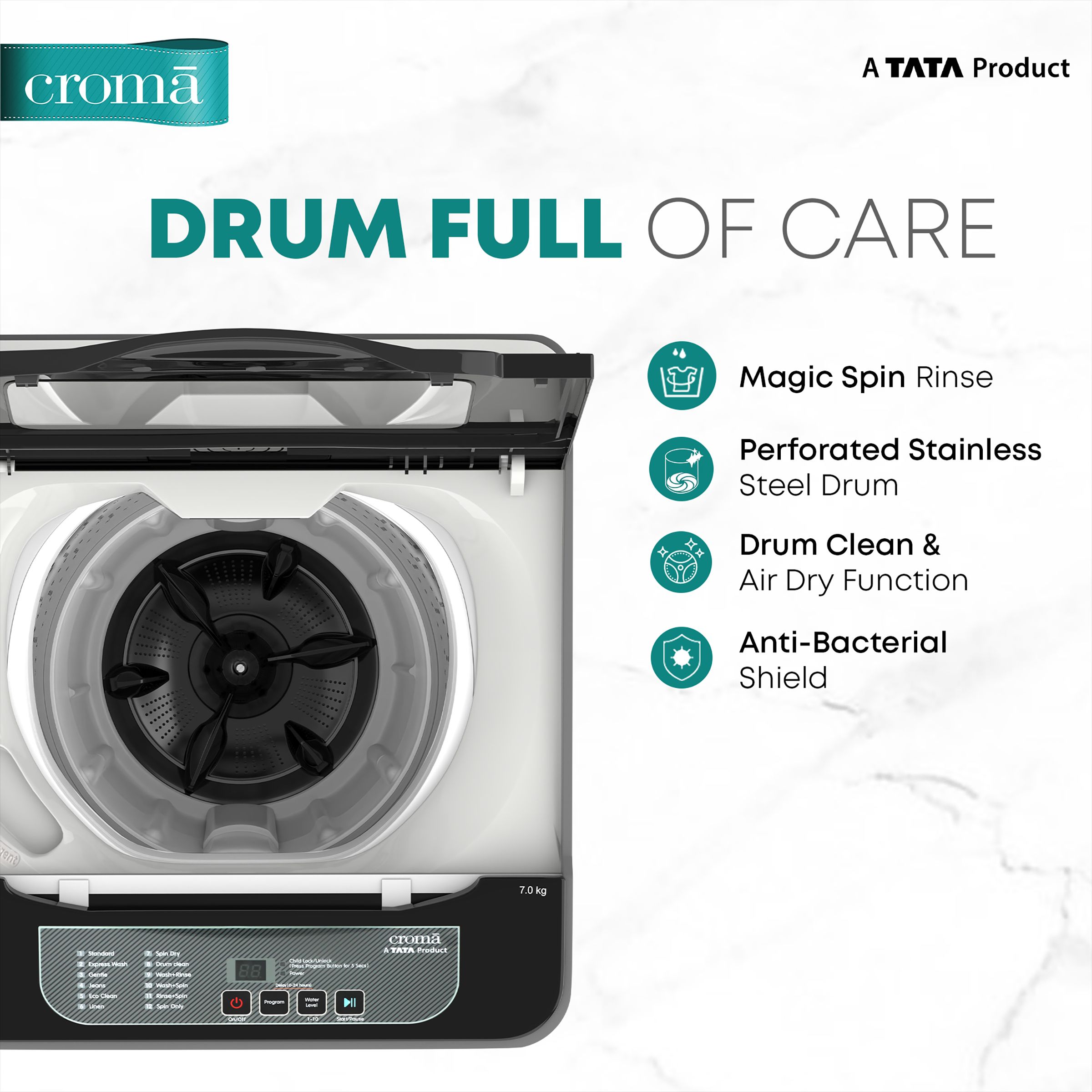Buy Croma 7 kg 5 Star Fully Automatic Top Load Washing Machine